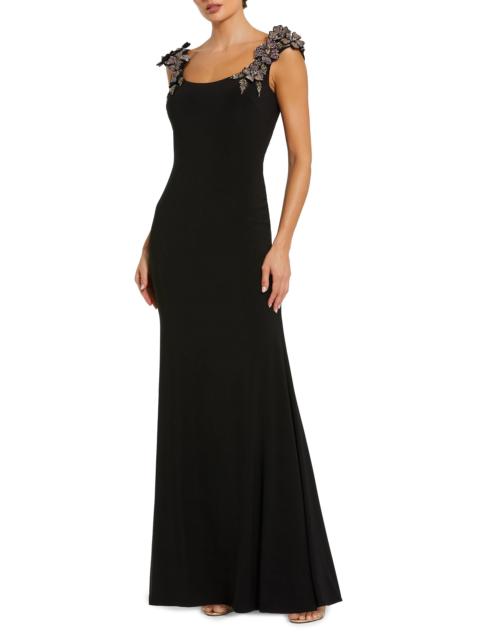 MAC DUGGAL Women's 3D Floral Jersey Column Gown - Black