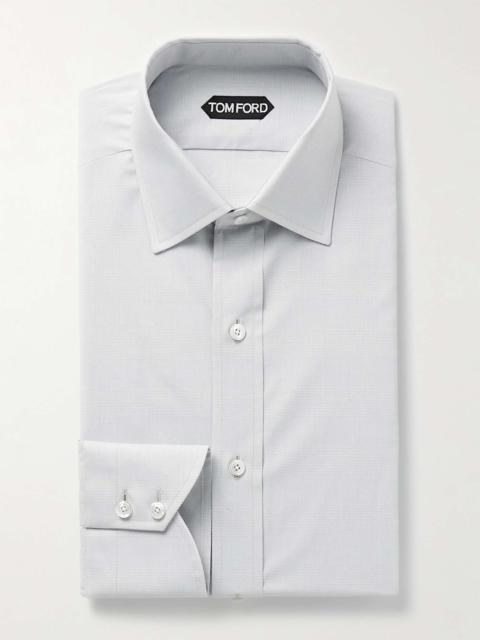 Slim-Fit Cutaway-Collar Prince Of Wales Checked Cotton-Poplin Shirt