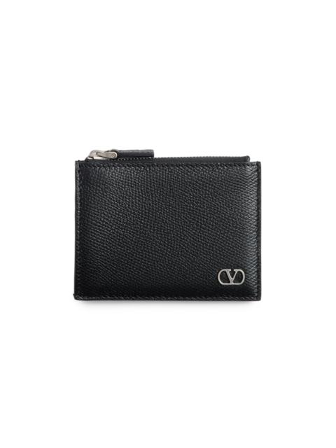 Valentino Men's VLogo Signature Grainy Calfskin Card Holder - Black