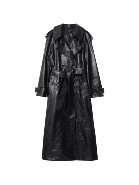 Burberry belted leather trench coat