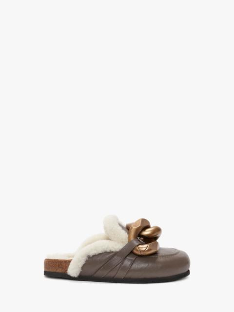 JW Anderson CHAIN LOAFER SHEARLING MULES