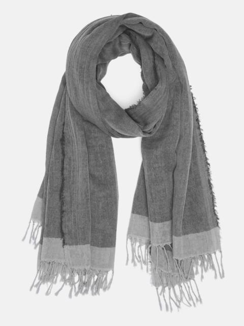 Vince Border-Stripe Cotton Scarf