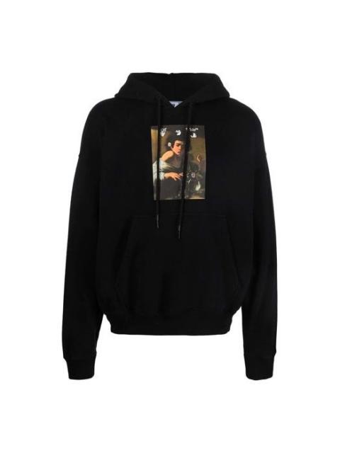 Off-White Off-White FW21 Pattern Alphabet Printing Drawstring Pullover Version Black OMBB085F21FLE0131084