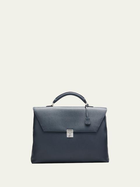 Valextra Men's Avietta Pebble Leather Briefcase