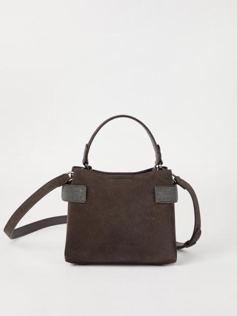 Brunello Cucinelli Essence small top-handle bag in suede with precious bands