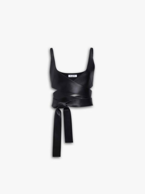 LEATHER CRISS CROSS TOP