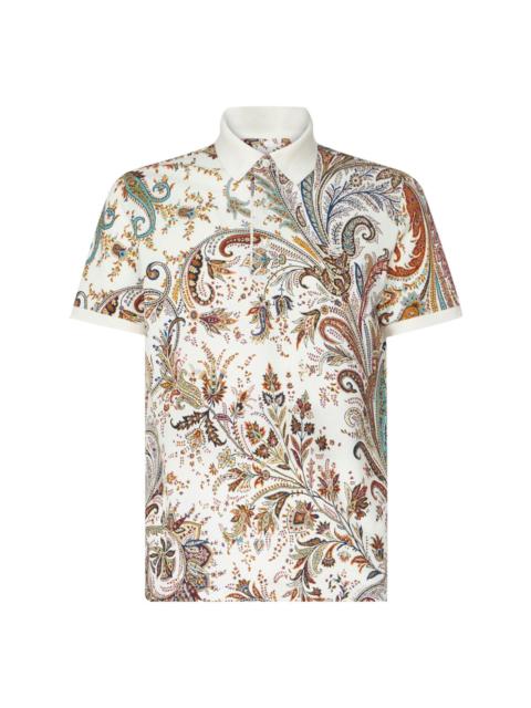 paisley-print cotton polo shirt