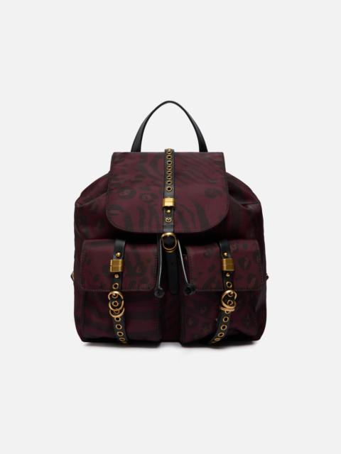 PINKO MEDIUM NYLON BACKPACK WITH ANIMAL PRINT