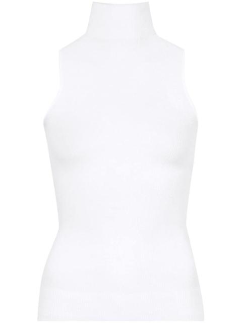 Matte ribbed-knit sleeveless top
