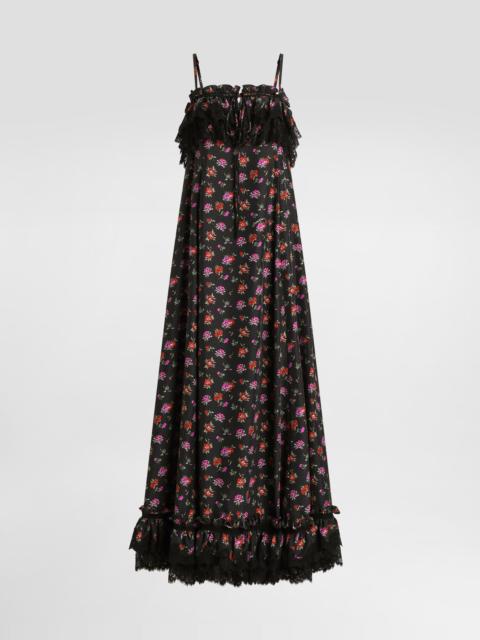 Dolce & Gabbana Floral-print habotai long dress