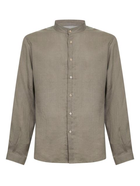 Khaki linen easy fit shirt