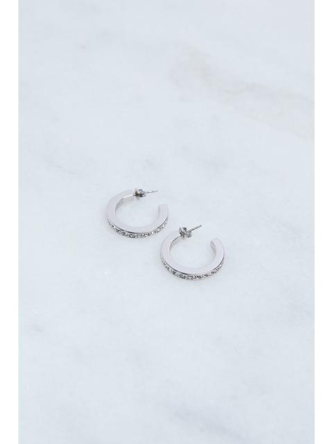 KAREN MILLEN Hand Set European Crystal Small Hoop Earrings