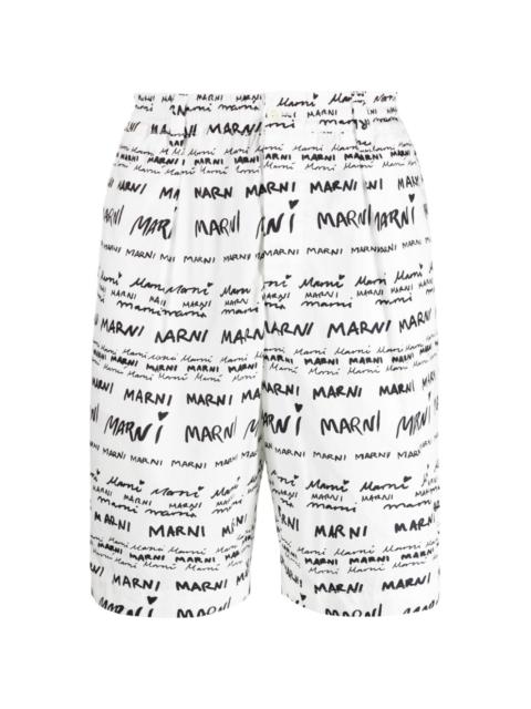 Marni logo-print elasticated cotton trousers