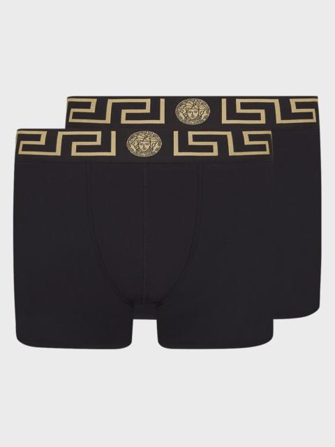VERSACE Two-Pack Greca Border Long Boxer Trunks