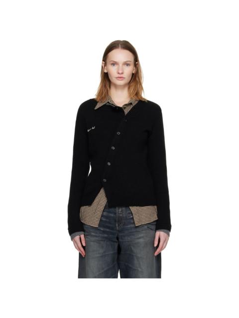Black Button Slim Knit Cardigan