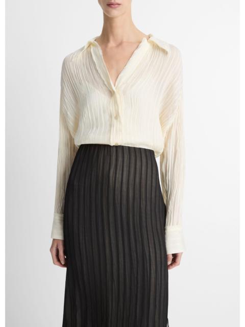 Vince Crushed Stripe Button-Front Shirt
