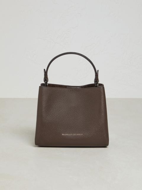 Brunello Cucinelli Texture calfskin bag with shiny handle