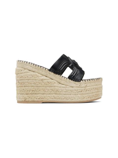 VERSACE Black Medusa Platform Espadrilles Heeled Sandals