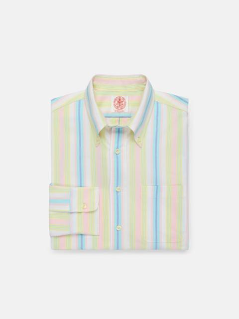 J. PRESS MADE-IN-USA WHITE WITH MULTI STRIPES OXFORD CLOTH SPORT SHIRT - CLASSIC FIT