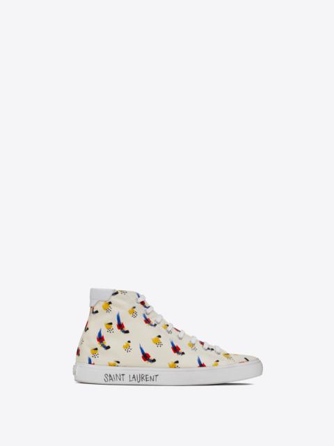 SAINT LAURENT malibu mid-top sneakers in "coup de pinceau" print canvas and leather
