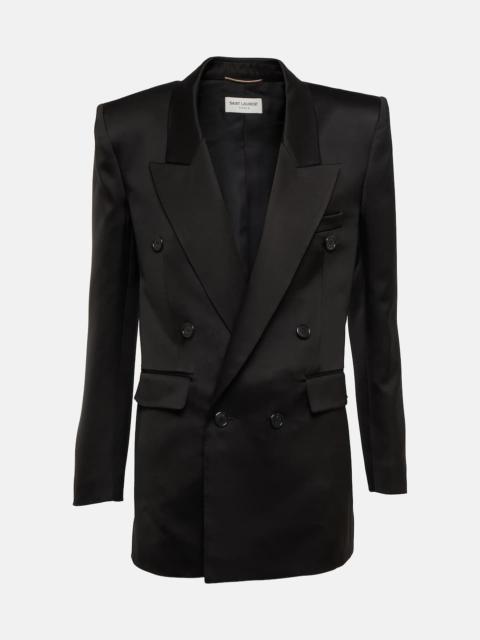 Double-breasted silk tuxedo blazer