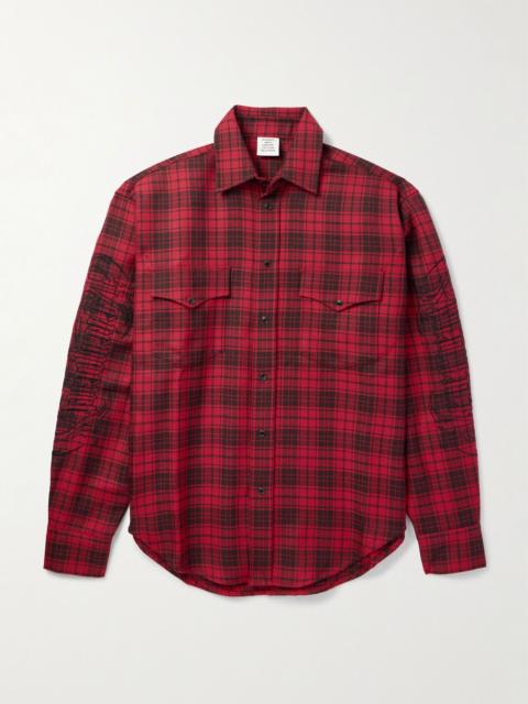 VETEMENTS Logo-Embroidered Checked Wool Shirt Red