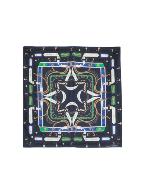 graphic-print silk scarf