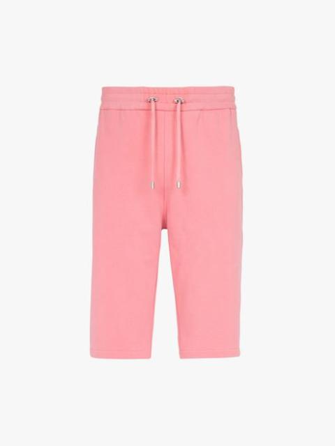 Balmain Salmon pink eco-designed cotton shorts with flocked white Balmain Paris logo