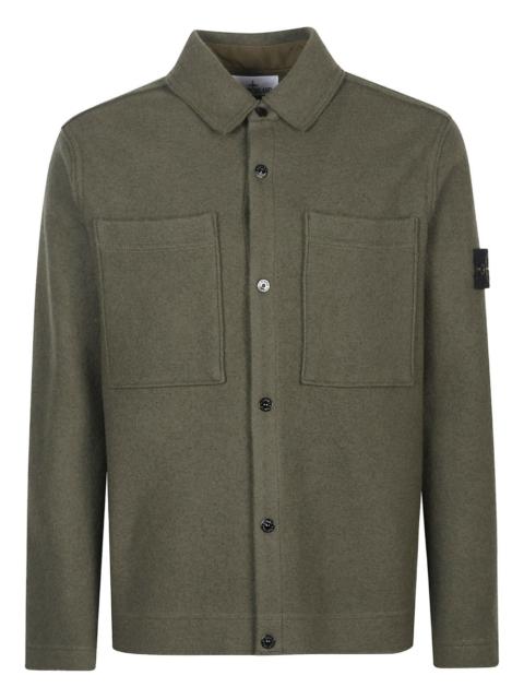 Stone Island patch-pocket wool shirt jacket