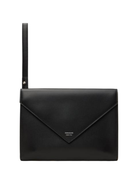 FERRAGAMO Black Leather Document Pouch