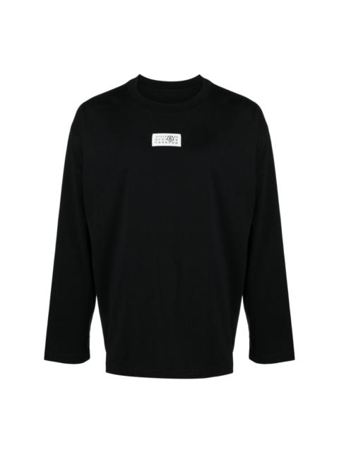 numbers motif-patch long-sleeve T-shirt