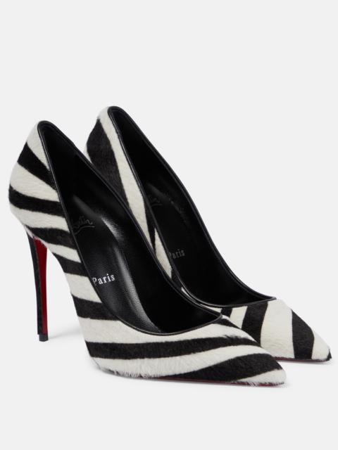 Kate 100 zebra-print calf hair pumps