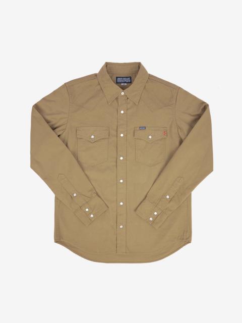 Iron Heart IHSH-394-KHA 7oz Fatigue Cloth Western Shirt - Khaki