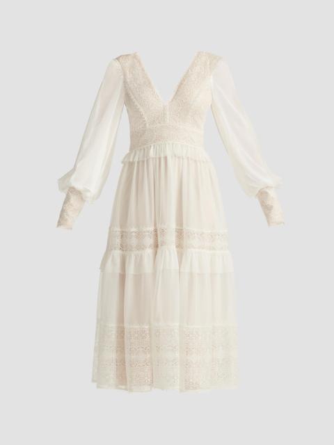 TADASHI SHOJI Women's Loic Lace Panel Midi Dress - Ivory Petal