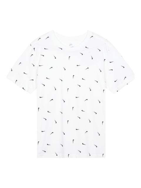 Nike Men's Nike Logo Full Print Round Neck Pullover Short Sleeve White T-Shirt DR7910-100
