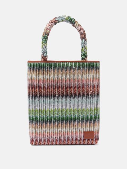 Missoni Zigzag Large leather-trimmed tote bag