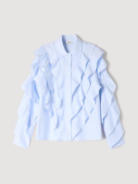 Sandro RUFFLED COTTON SHIRT