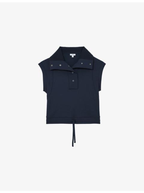 REISS Phoebe Funnel-Neck Jersey Top