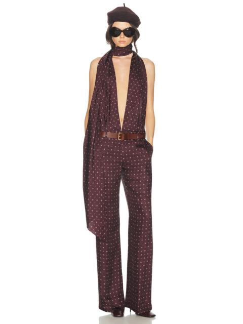 HELSA Scarf Halter Jumpsuit in Tie Print