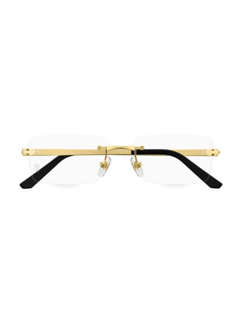 Cartier Men's 55MM 24K-Gold-Plated Rectangular Optical Eyeglasses - Clear Gold