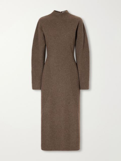 Max Mara Tenuta paneled wool-blend midi dress Dark brown