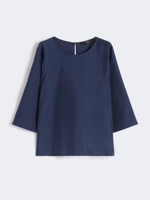 WEEKEND Max Mara Habotai silk and jersey blouse - NAVY