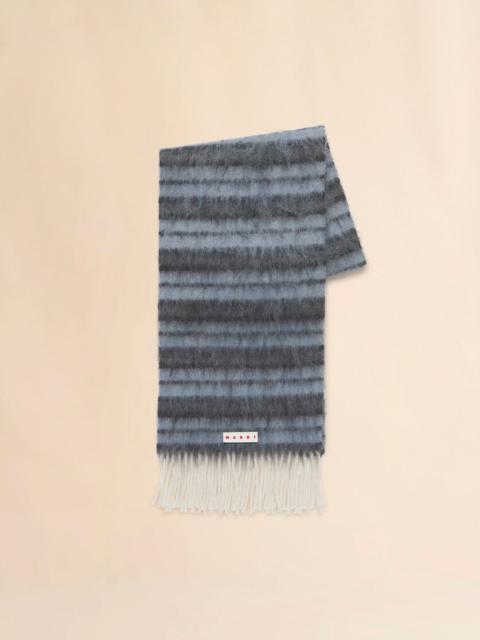 Marni BLUE WOOL AND MOHAIR SCARF WITH STRIPED PATTERN