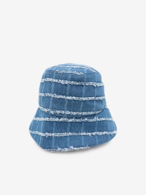 BONSAI check-pattern frayed bucket hat