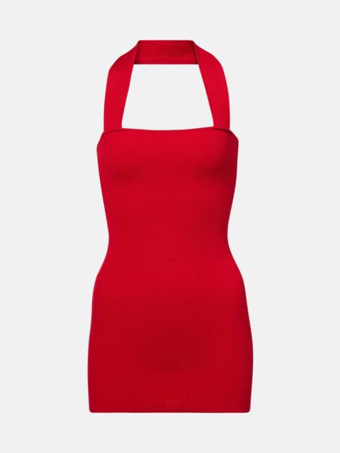 AYA MUSE Ribbed-knit silk and cotton minidress