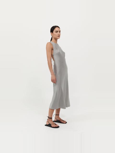 ST. AGNI Soft Silk Rouleau Tie Dress - Silver