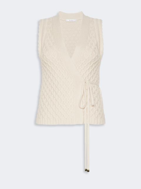 Max Mara LEMBO Wool and cashmere yarn gilet - BEIGE