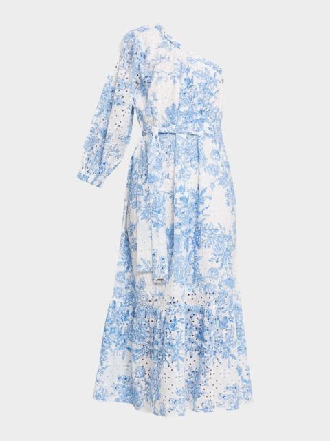 MELISSA ODABASH Autumn Asymmetric Eyelet Maxi Dress