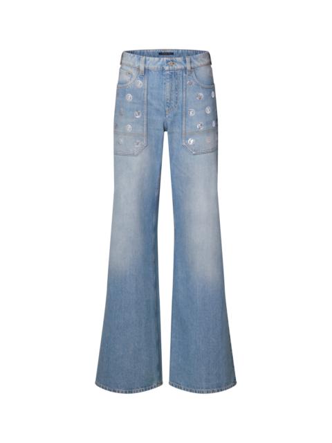Louis Vuitton Signature Sequin Accent Flared Jeans