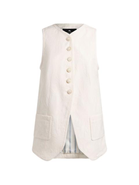 Etro waistcoat in stretch cotton-blend jacquard with rebrodé lace